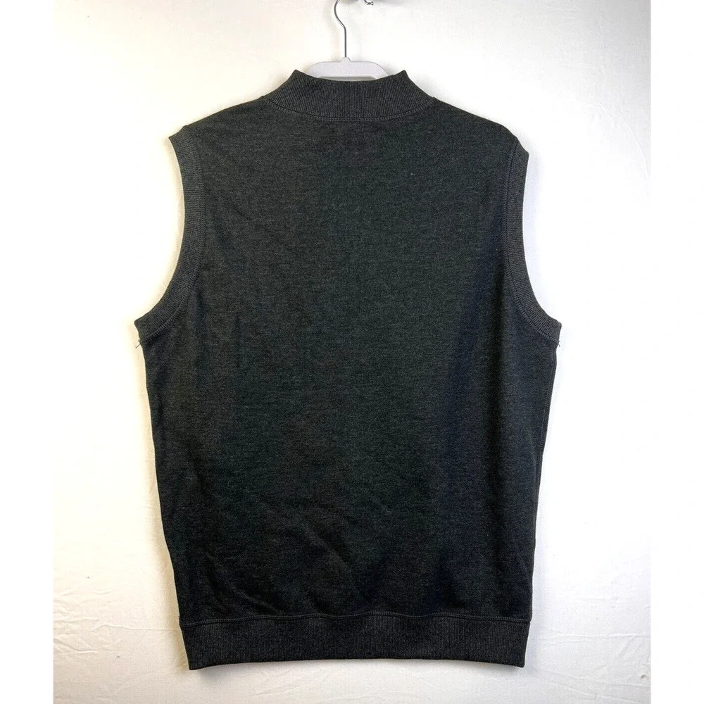 Lamp Post Collection Quarter Zip Vest Men's Med Dark Gray Golf Preppy Pullover